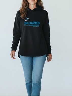 NHL San Jose sharks Black Hooded Pullover with Team Graphic size M